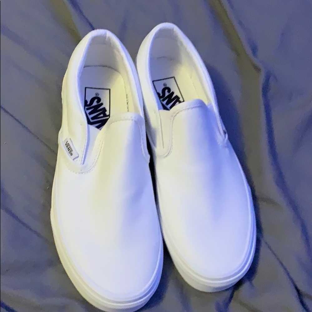 White slip on vans